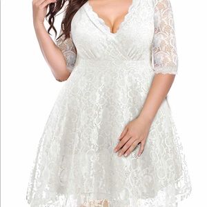 Plus Size White lace dress